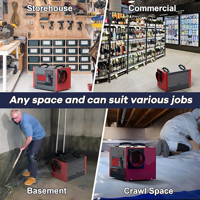 Abestorm Crawl Space Dehumidifier 120Pint Commercial Basement, Industrial Under House Dehumidifier with Drain Hose, Auto Defrosting, ETL - Image 4