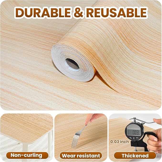 Drawer Shelf Liner for Kitchen Cabinets Non-Adhesive, Non Slip Shelf Paper Waterproof Thickened Cabinet Liners for Shelves, Strong Grip Mats for Cupboard, Dresser, Pantry, Beige, 17.5 in x 39.37 FT - Image 4