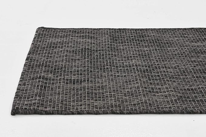 Unique Loom Collection Casual Transitional Solid Heathered Indoor/Outdoor Flatweave Area Rug (2' x 6' 1" Runner, Black/Ivory) - Image 6