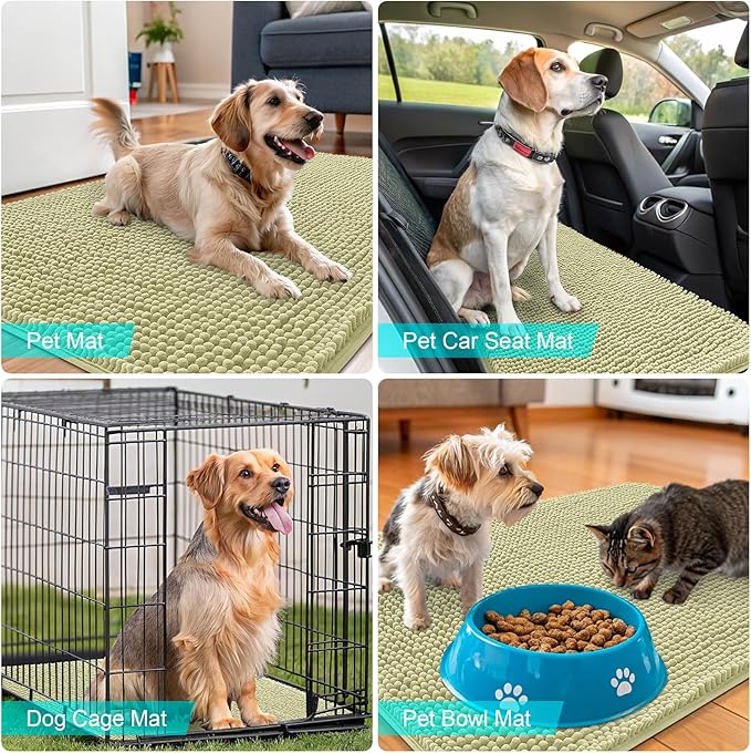 OLANLY Dog Door Mat for Muddy Paws 44x24, Absorbs Moisture and Dirt, Absorbent Non-Slip Washable Doormat, Quick Dry Chenille Mud Mat for Dogs, Entry Indoor Entryway Carpet for Inside Floor, Vanilla - Image 7