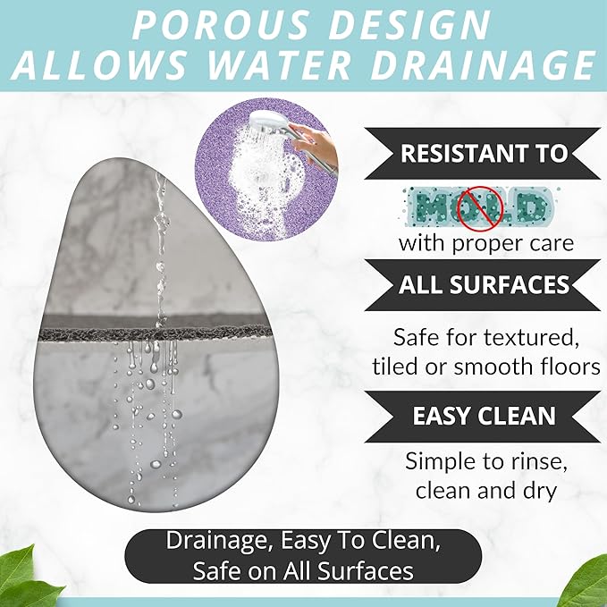 Enkosi Loofah Non-Slip Shower Mat - Shower Floors, Bathtub, Bathrooms, Wet Areas - Cushioned Bath Mat with Drain Holes - Quick Dry PVC, Secure Safety Pad Without Suction Cups (32x24 Purple) - Image 4
