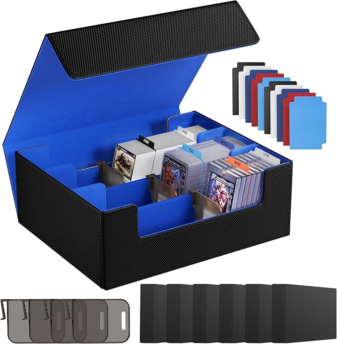 Card Storage Box For Trading Cards 1800+,Card Deck Box With 10 Dividers,6 Foam Stoppers,4 Supporters,Commander Deck Case Fit For Toploaders,MTG,YuGiOh,TCG and Magic Cards by Co-opting