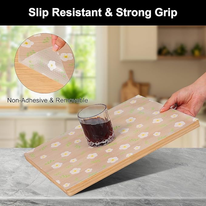 Cooyes Shelf Liner – Premium Non-Adhesive Cabinet & Drawer Liner for Kitchen – Waterproof Shelf Paper with Modern Pattern – Durable EVA Cabinet Mat – Easy to Cut （12" W x 360" L） - Image 2