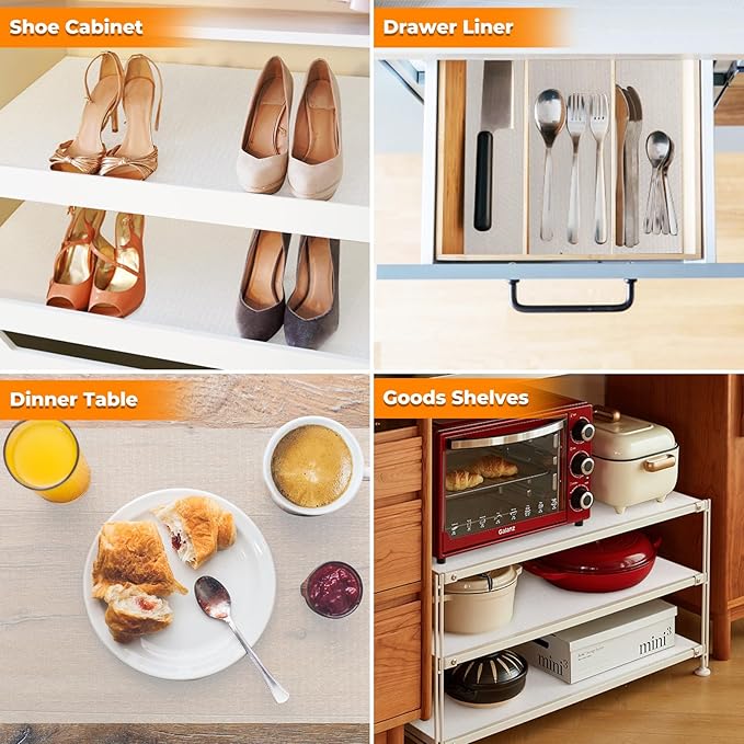 Kitchen Shelf Liner Non-Slip Cabinet Liner 12 in x 20 FT Washable Refrigerator Liners Oil-Proof Drawer Liners for Kitchen Dining Transparent - Image 7