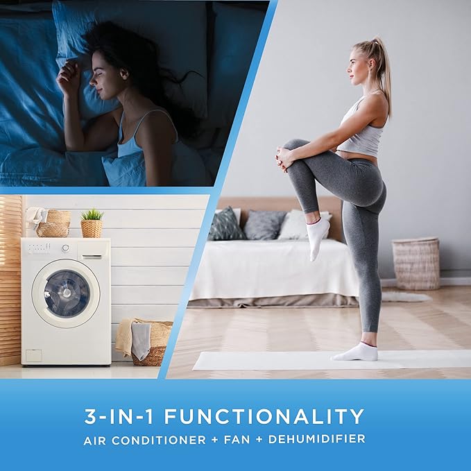 Commercial Cool Portable Air Conditioner, Dehumidifier & Fan, Portable Air Conditioner 9,000 BTU Covers up to 400 Sq. Ft., Wifi Enabled, Blue - Image 3