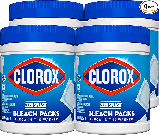Clorox Zero Splash Bleach Packs - Laundry Pods, 4 Pack, Regular scent, Tablet form by Clorox