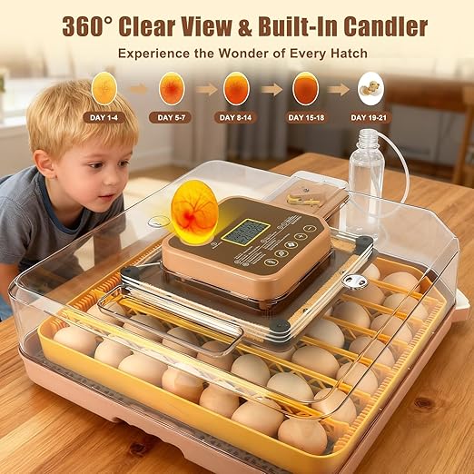 4th Gen - 48 Egg Fully Automatic Incubator, 2026 Upgraded Design, Intelligent Sensor-Based Humidity & Temp Control, Custom Days, Adjustable Auto Turning & Stop, Chick Separator, Flexible Egg Spacing - Image 3