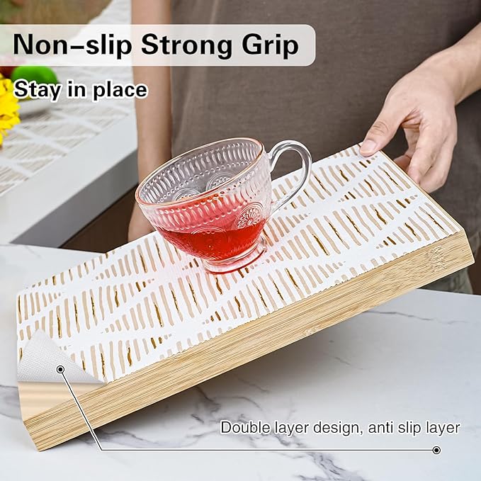 Drawer and Shelf Liner for Kitchen Cabinet,Non-Adhesive Cabinet Liners 18in x 30FT,Waterproof Shelf Paper Non-Slip Mats Cupboard Liner Contact Protect Dresser/Shelves/Table-Brown Stripes - Image 2