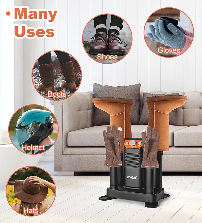 Boot Dryer for Work Boots, Shoe Dryer and Ozone Deodorizer, Portable Ski Boot Dryer with Adjustable Tubes & Timer, Ultra Silent, Quick Drying for Ski Boots, Sneakers, Gloves, Hats, Helmets - Image 4
