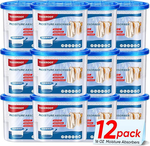 12 Pack Moisture Absorbers, 16 OZ Humidity Absorber Bucket, Moisture Absorbers for Closet, Dehumidifier Bucket for Wardrobes, Kitchens and Bathrooms, Fragrance Free Humidity Absorber by Unknown