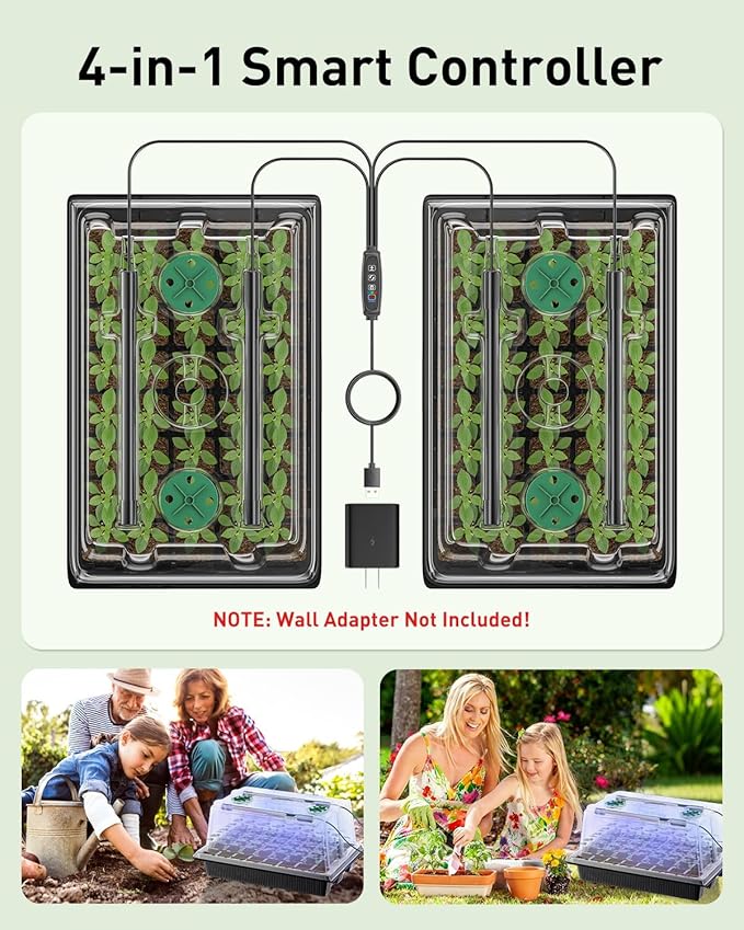 Pawfly Seed Starter Trays, 2 Pack 80 Cells Seed Starter Kit with Adjustable Grow Light Bars & 3.5" Humidity Domes, Seeding Tray with Lids, Reusable Plant Germination Trays for Seed Starting - Image 8