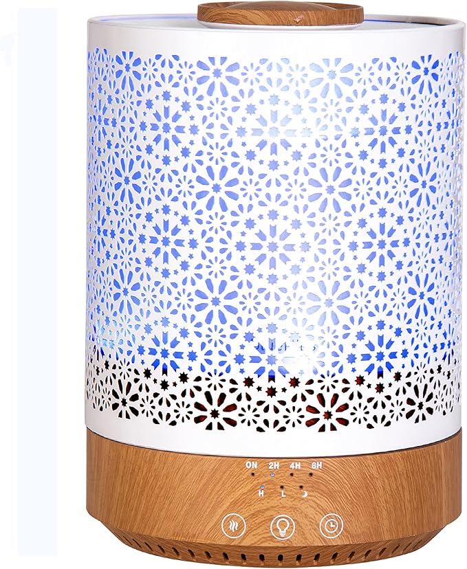 BlueHills 2500 ML Humidifier with Essential Oil Diffuser Combo Aroma Home Décor Design for Large Bed Bath Kids Baby Living Rooms Big Capacity LED Lights Scent Ultrasonic Cool Mist Wood Grain F006 by BlueHills