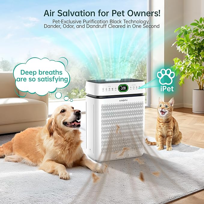 Air Purifiers for Home Large Room Up to 3500 Sq Ft with Washable Filters,Double-Sided HEPA with PM 2.5 Display Air Quality Sensor,Smart WiFi APP,Air Cleaner for Pets,Hair,Dust,Smoke,Dorm room,Office - Image 4