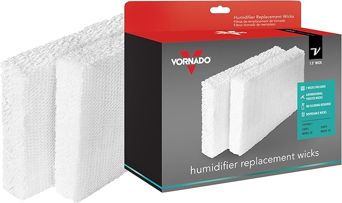 Vornado EVDC500 Energy Smart Evaporative Humidifier with Automatic Shut-off, 2 Gallon Capacity, LED Display & MD1-0002 Replacement Humidifier Wick (2-Pack),White - Image 5