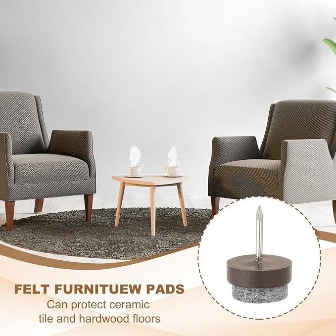 PATIKIL 17 mm Nail-on Felt Pads, 72 Pcs Round Felt Furniture Sliders Pads Heavy Duty Floor Protectors for Wooden Chair Sofa Cabinet Table Leg Feet Hardwood Floors, Black/Brown/White - Image 4