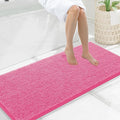 Smiry Luxury Chenille Bathroom Rugs 47x20, Extra Soft and Absorbent Shaggy Bath Mat, Machine Washable, Non-Slip Plush Carpet Runner for Tub, Shower, and Floor, Home Decor Accessories, Hot Pink by Smiry