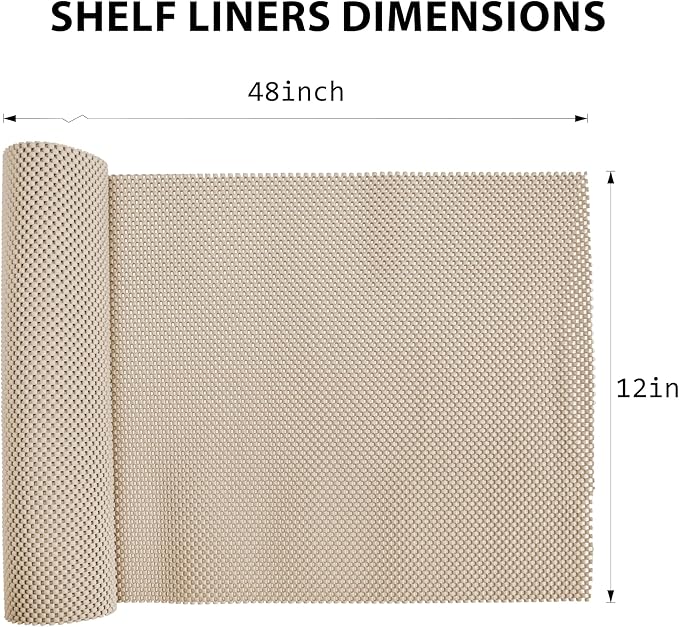 Shelf Liners for Cabinets-Drawer Liner Cabinet Liners for Shelves Kitchen,Non-Adhesive,Non-Slip,Beige,12 x 48 inch - Image 7