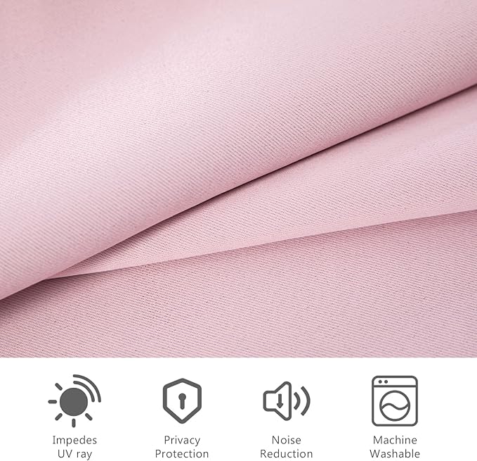 MYSKY HOME Blackout Curtains for Nursery Room Thermal Insulated Curtains for Living Room Grommet Top Window Drapes for Bedroom, 1 Curtain Panel, 52 x 63 Inch, Pink - Image 4