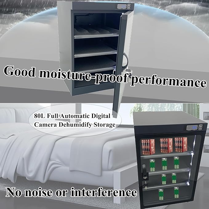 Automatic Digital Camera Dehumidify Storage 80L Dry Cabinet Box Storage 4 Layers Dry Cabinet with Tempered Glass for Camera & Lens Equipment Saving Storage Noiseless Energy Saving Cabinet - Image 2