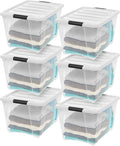 IRIS USA 6-Pack 54 Quart Stackable Storage Bins with Lids [Made in USA] - Everyday Organizer Latching Clear Plastic Organization Containers Closet Bedroom Shelving Units Home Storage - Clear/White by IRISUSA