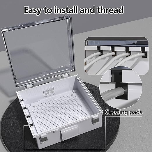 ABS Electrical Junction Box, Ventilated Design, Cable Grommets, IP65 Waterproof Enclosure, Indoor/Outdoor Use with Mounting Panel.. (Clear Cover, 13"x13"x5.1") - Image 4
