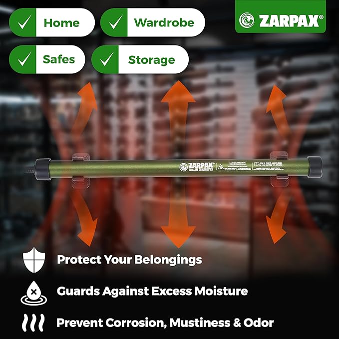 2 Pack Gun Safe Dehumidifier Rod | Dehumidifier Rod For Enclosed Spaces, Gun Safe & Vault, Cabinets | Protect Valuables & Stop Humidity, & Moisture | Foldable, 4 Mounting Brackets | 12''/30cm - Image 2