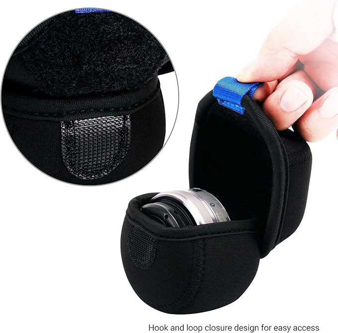 JJC Water Resistant Neoprene Camera Lens Pouch Case, Fold-Over Lens Bag for Mirrorless Lenses Up to 2.4 x 1.6 (D X H) for Canon EF-M 22mm f/2, Sony E PZ 16-50mm f/3.5-5.6, Fujifilm XF27 f/2.8 etc. - Image 4