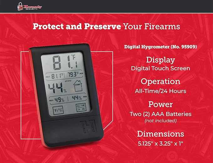 Hornady Digital Hygrometer, 95909 - Indoor Temperature and Humidity Monitor with Touchscreen LCD Display - Ideal Room Thermometer Hygrometer for Gun Safes & Cabinets, Closets, Workbench & More - Image 6