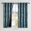 NICETOWN 100% Blackout Curtains Panels for Living Room, Greyish Blue, 52" Wide x 63" Long, 2 Panels, Sound Reducing Thermal Insulated Wave Line Foil Print Design Curtains for Patio Sliding Glass Door by NICETOWN