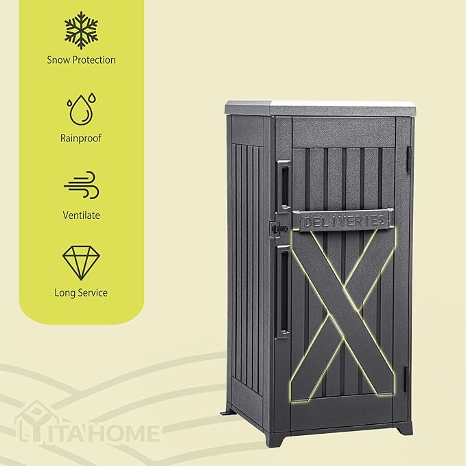 YITAHOME 60-Gallon Secure Package Delivery and Storage Box, Double-Wall Resin, Weatherproof, for Outdoor Use, Curbside or Porch, 8.5 Cubic Feet, Gray - Image 4