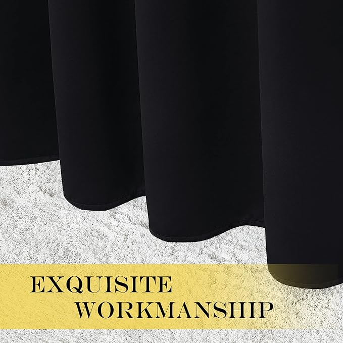 NICETOWN Blackout Curtain Panel 90" Long for Living Room - Light Reducing Thermal Insulated Solid Grommet Blackout Curtain Window Curtain Drape for Hall/Villa (1 Panel, W66 x L90, Black) - Image 7