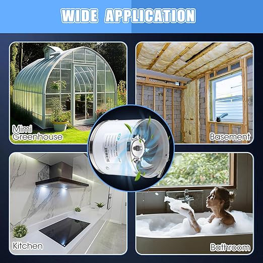 Dreyoo 6 Inch Inline Duct Fans 460 CFM, 2 Pack Quite Ventilation Exhaust Fans with Duct Clamps for Grow Tent, Mini Greenhouse, Basement, Bathroom, Low Noise - Image 7