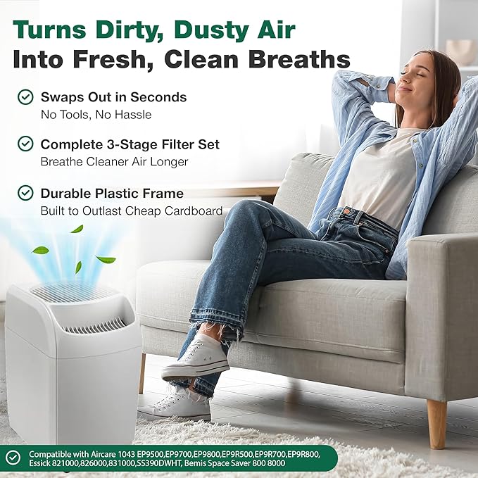 2 Replacement Humidifier Paper Wick Filters Compatible with Aircare Part # 1043 & Models EP9500,EP9700,EP9800,EP9R500,EP9R700,EP9R800 - Essick: 821000,826000,831000,SS390DWHT -by Think Crucial 2 Pack - Image 3