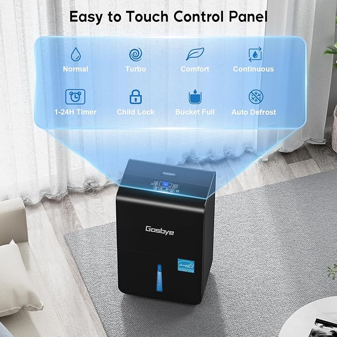 4500 Sq.Ft. 2025 Energy Star Dehumidifier for Basement & Large Rooms with Drain Hose, Max 115 Pints/Day | 45dB Quiet Compressor | 1.7 Gal Water Tank | Auto Shut-Off & Restart, Black - Image 4
