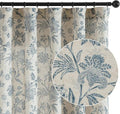 jinchan Linen Floral Curtains for Living Room with Printed Flower 63 Inches Long Light Filtering French Country Back Tab Rod Pocket Blue Window Curtain Set Farmhouse Drapes 2 Panels Blue by JINCHAN