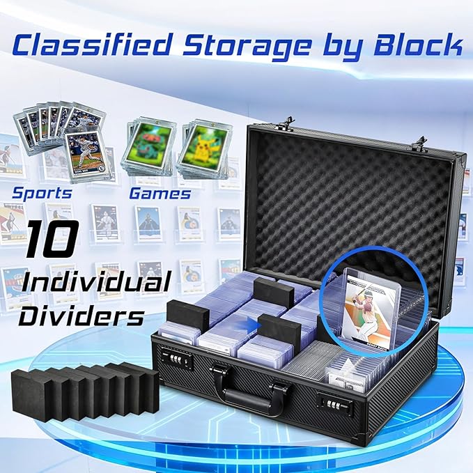 Card Storage Box for 3" x 4" 35pt Toploaders, Sports Cards Case with Lock, Trading Card Storage Box Holds 750 Top Loaders or 190 Magnetic Holders, Card Collection Box for Collectors, X-Large - Image 3