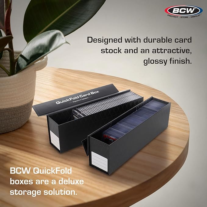 BCW QuickFold® Card Storage Boxes for Magnetics & Toploaders – 3 Pack | Trading Card Holder Box with Magnetic Closure | Easy Fold Assembly for Sports and TCG Cards - Image 4