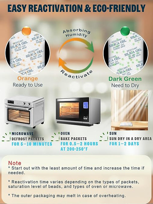 100 Gram (5 Pack) Color-Indicating Silica Gel Packets, Premium Food Grade Desiccant - Rechargeable Moisture Absorbers for Food Storage, Electronics, 3D Filament & Safes - Image 2