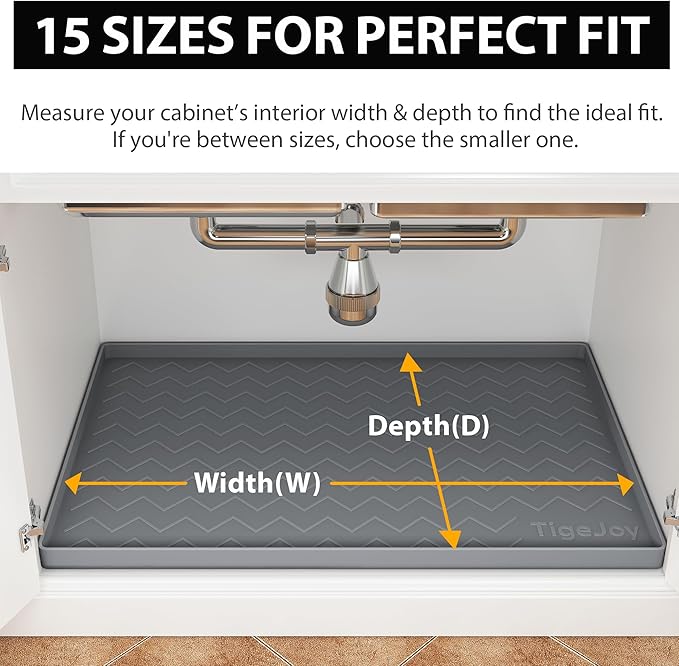 TigeJoy 25" x 19" Under Sink Mats for Kitchen Waterproof, Leak-Proof Silicone Mat Sink Protector and Cabinet Liner, Kitchen Essentials Organizer and Storage, Boot or Shoe Tray, Pet Feeding Mat - Image 2
