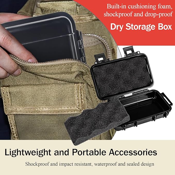 Dry Storage Box, Shockproof Waterproof Box with 2 U‑Shape Buckle, Plastic Storage Container for Cameras, Phones, Camping, Fishing, Hiking(Large-Black) - Image 3