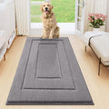 Smiry Dog Door Mat for Muddy Paws, Absorbs Moisture and Dirt, Low-Profile Entryway Mat with Non-Slip Backing, Entry Indoor Outdoor Doormat for Inside Floor (47x24 Inches, Grey, Bordered) by Smiry