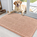 OLANLY Dog Door Mat for Muddy Paws 36x24, Absorbs Moisture and Dirt, Absorbent Non-Slip Washable Doormat, Quick Dry Chenille Mud Mat for Dogs, Entry Indoor Entryway Carpet for Inside Floor, Peach by OLANLY