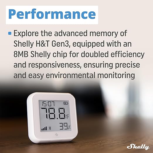 Shelly H&T Gen3 Ivory | Wi-Fi and Bluetooth Smart Temperature & Humidity Sensor with Remote App Control & Monitoring | Smart Scenes | Notification Alerts | LCD Display | Free Data Storage Export - Image 5