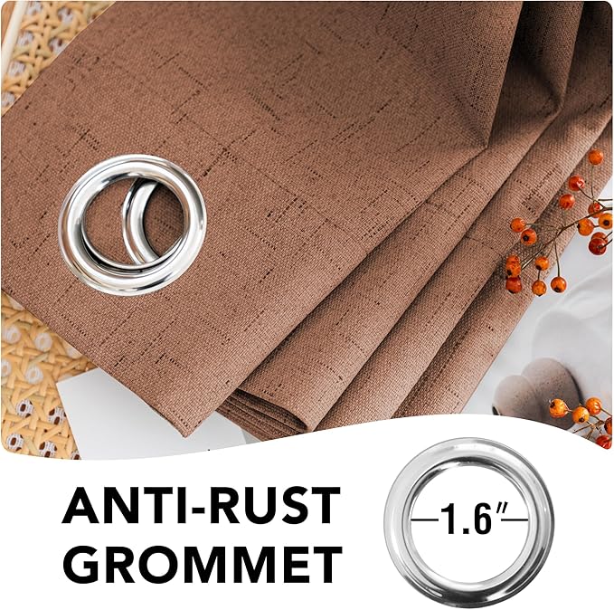 H.VERSAILTEX 100% Blackout Curtains for Bedroom Thermal Insulated Linen Textured Curtains Heat and Full Light Blocking Drapes Living Room Curtains 2 Panel Sets, Washed Spice, 52x54 Inch - Image 6