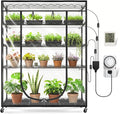 JESLED Indoor Greenhouse with Grow Light, 4FT Full Spectrum 5000K LED Light for Seed Starting, Tiered Lighting Control, Built-in Timer & Thermo-Hygrometer, Rolling Metal Plant Stand (47.2x13.8x70IN) by JESLED