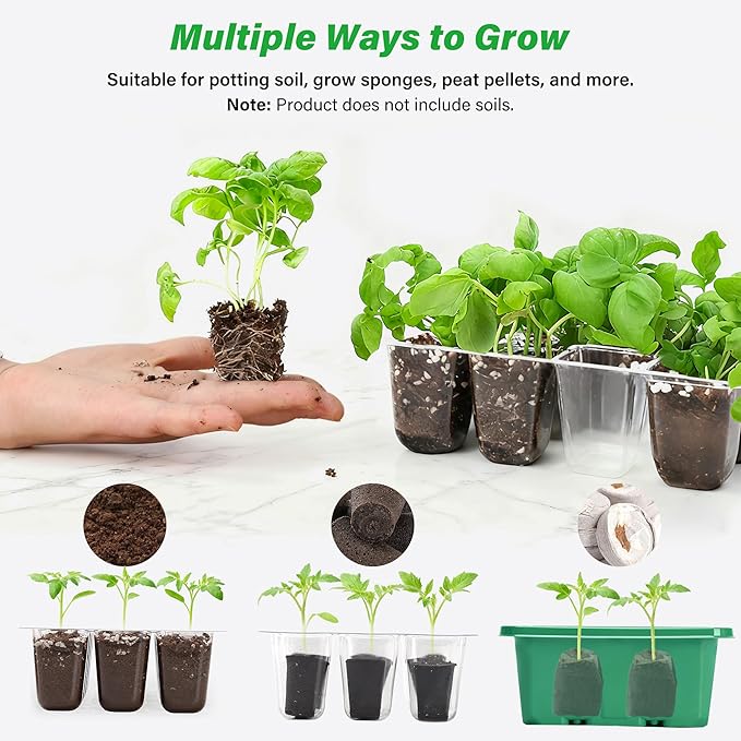 Bonviee 5-Pack Seed Starter Trays, Seed Starter Kit with Adjustable Humidity Dome and Base Indoor Greenhouse Mini Propagator for Seeds Growing Starting (12 Cells Per Tray, Green) - Image 5
