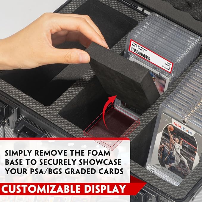 Graded Card Storage Box, Trading Cards Slab Carrying Case, 6 Row Black Hard Sports Cards Holder Boxes with 6 Dividers Fits for PSA BGS SGC Top Loaders Collection - Image 5