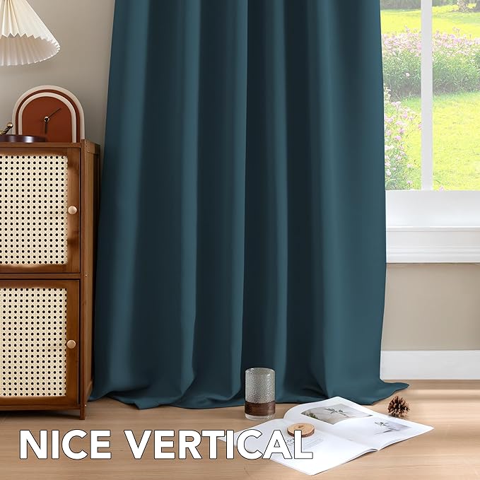 H.VERSAILTEX Blackout Curtains Thermal Insulated Window Treatment Panels Room Darkening Blackout Drapes for Living Room Back Tab/Rod Pocket Bedroom Draperies, 52 x 84 Inch, Dark Teal, 2 Panels - Image 8