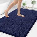 Smiry Luxury Chenille Bathroom Rugs 40x32, Extra Soft and Absorbent Shaggy Bath Mat, Machine Washable, Non-Slip Plush Carpet Runner for Tub, Shower, and Floor, Home Decor Accessories, Navy Blue by Smiry