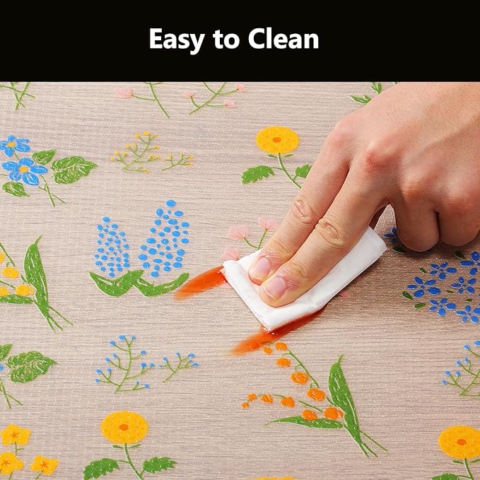 INNOLITES Shelf Liners for Kitchen Cabinets Non-Adhesive Drawer Liner with Floral, Waterproof Durable Easy to Clean, for Refrigerator, Shelves (Colorful Floral, 11.8" x 360") - Image 6